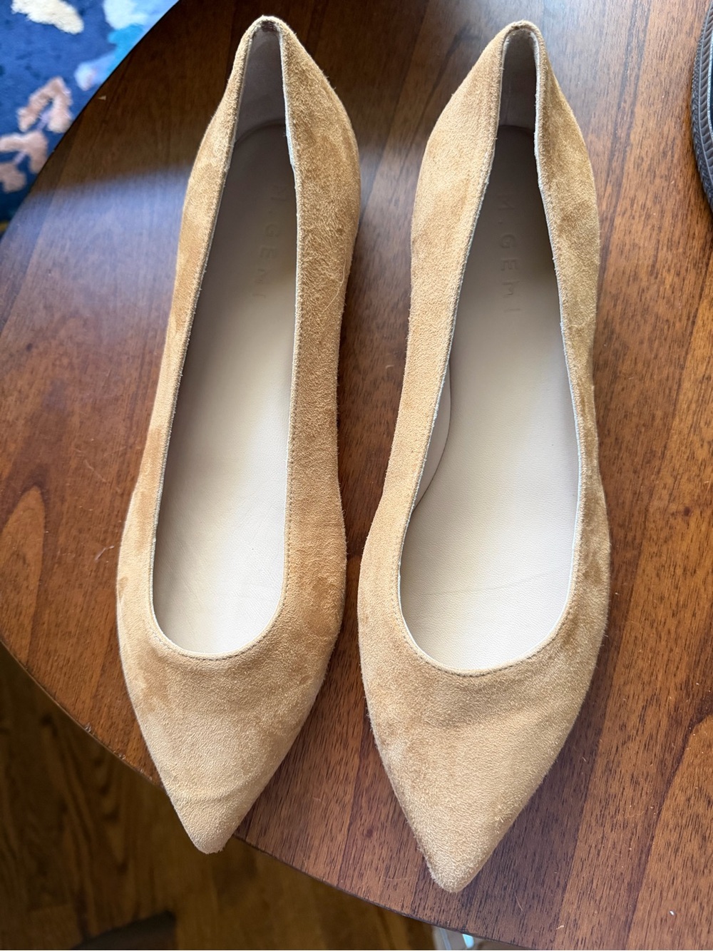 M Gemi Pointed Suede Ballet Flats in Camel Size 40 EUC